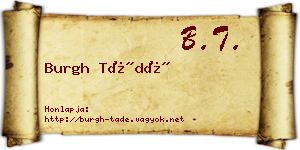 Burgh Tádé névjegykártya